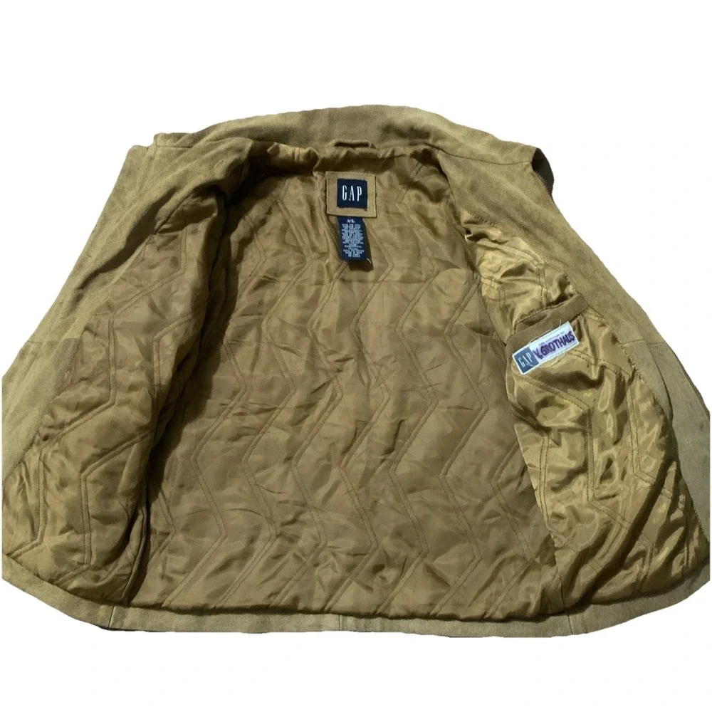 VTG GAP S (5-6) Kids Jacket 100% Cow Suede‎ Harrington Camel Brown Pockets